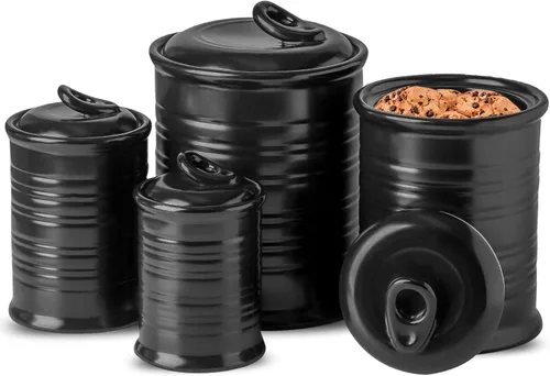 Miniatura 12 de Juegos de tarros de almacenamiento de alimentos de cerámica Nihow: recipiente con tapa de cerámica hermética para Marrón