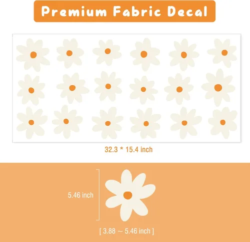 Miniatura 3 de iinuu Calcomanías de pared de flores de margaritas rosadas, calcomanías de vinilo retro floral para pared, decoración artística Groovy Y2K