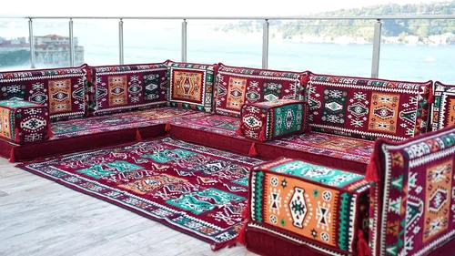 Miniatura 4 de arabicsofa Juego de asientos de sofá árabe granate en forma de U - Sofá modular bajo para sala de estar
