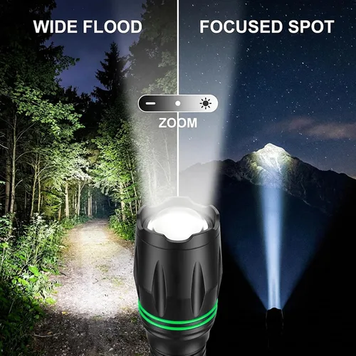 Miniatura 4 de HAUSBELL T8 Linternas led brillantes y tácticas mejoradas, con acercamiento, lúmenes altos y cinco modos, accesorios de campamento, paquete de 2 T8