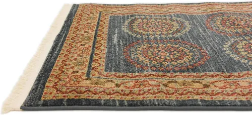 Miniatura 7 de Unique Loom Fars Collection - Alfombra moderna con diseño tribal de medallón con tonos naturales, 2 pies 7 pulgadas x 10 pies 0 pulgadas, azul
