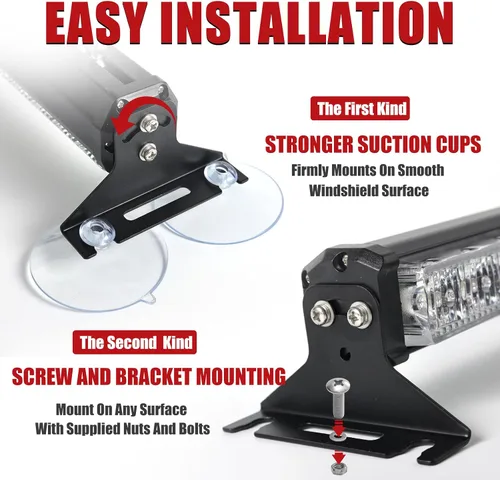 Miniatura 5 de 2 luces estroboscópicas de emergencia de 6.1 pulgadas, rojo y blanco, 12 LED de advertencia de peligro intermitentes de seguridad delantero/trasero