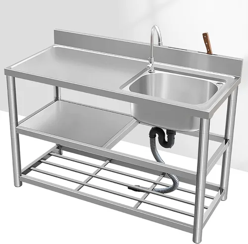 NYCDA Fregadero comercial independiente, fregadero de acero inoxidable para exteriores, juego de fregadero de cocina de un solo tazón, con