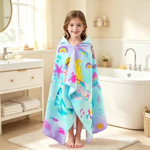 Miniatura 6 de VOOVA & MOVAS Toalla de playa con capucha para niños de 3 a 8 años, 30 x 50 pulgadas, suave, gruesa, grande, 100% algodón, absorbente para playa