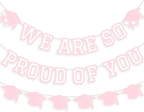 Miniatura 9 de Letrero con texto en inglés «We Are So Proud Of You», decoración para fiesta de graduación, guirnalda de tapa de felicitaciones, letrero de pared