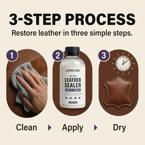 Miniatura 3 de Leather Hero Top Coat - Sellador de cuero y acabado protector para tinte, pintura, asientos de automóvil, zapatos y más - Restaurador