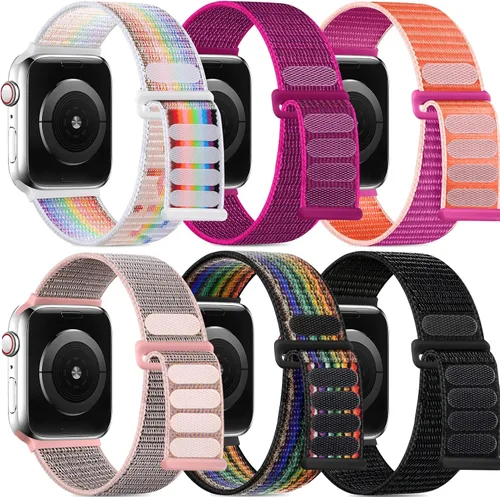 Miniatura 10 de WJK Correas elásticas de nailon compatibles con correas de Apple Watch de 1.496 in 1.575 in 1.614 in 1.654 in 1.732 in 1.772 in 1.811 in 1.929 in