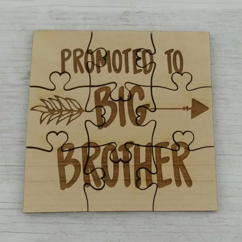 Miniatura 2 de Promoted to Big Brother - Rompecabezas de madera de tilo cuadrada de 9 piezas, anuncio de embarazo para hijo