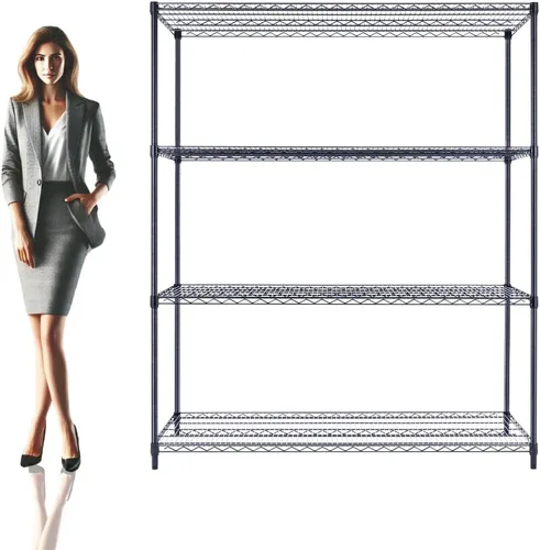 Miniatura 14 de NSF - Estantería comercial de alambre de 5 niveles con ruedas, estantes de metal resistente de 48 x 24 x 72 pulgadas, capacidad máxima de 4000 Negro