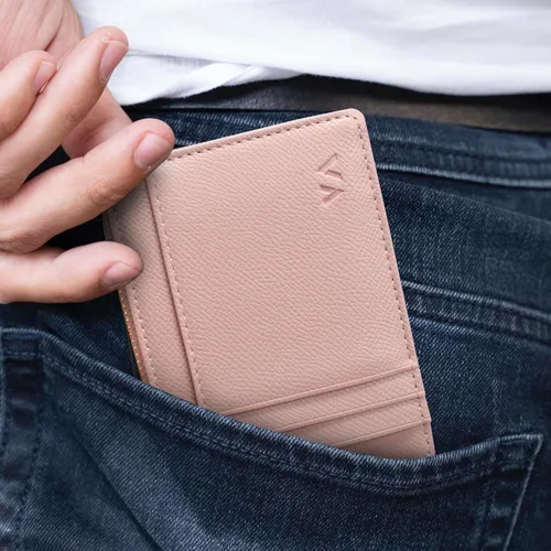 Miniatura 38 de Tarjetero delgado con bloqueo RFID, billetera de bolsillo pequeño, con cremallera Keychian para monedero, monedero y tarjetero para mujeres y hombres