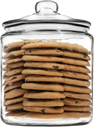 Tarro de cristal para galletas de 1 galón con tapa, tarro de vidrio con tapa, recipiente hermético de almacenamiento de alimentos para galletas,