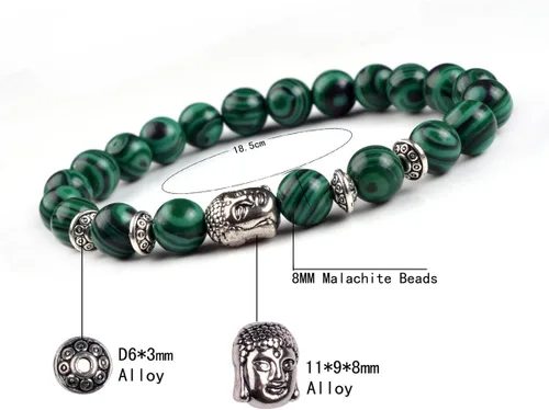 Miniatura 3 de Joya brazalete con gemas redondas de 8 mm, brazalete para los chacras, regalo de cumpleaños