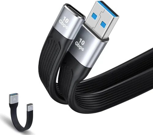 Adaptador USB C a USB 3.0, 10Gbps USB C macho a tipo C hembra adaptador OTG Cable bidireccional OTG, cable plano Thunderbolt3 a USB 3.0 para PC y
