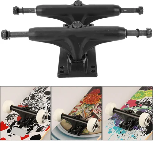 Miniatura 3 de Health Gear - Paquete de 2 camiones de patineta de aleación de aluminio negro de 4 a 8 pulgadas, monopatín de patineta longboard, camiones