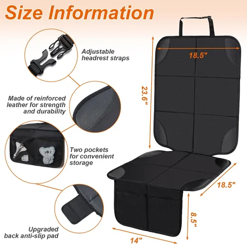 Miniatura 3 de Husfunov - Protector de asiento de auto, paquete de 2 unidades de almohadilla para asiento de auto, con el acolchado más grueso y respaldo