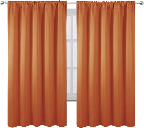 Miniatura 120 de LEMOMO Cortinas opacas negras para cocina, 42 x 45 pulgadas, juego de 2 paneles de cortinas opacas con bolsillo para cortinero para ventana pequeña