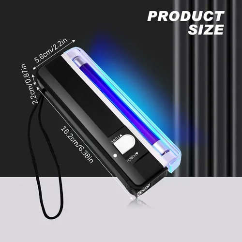 Miniatura 2 de Dunzy 2 unids linterna de luz negra UV portátil luz negra LED luz UV funciona con pilas negro negro antorcha falsificación Bill Detector