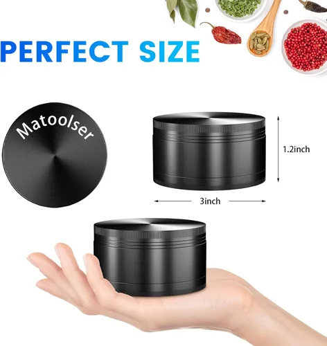 Miniatura 2 de Matoolser Molinillo de especias de 3 pulgadas para cocina (negro)