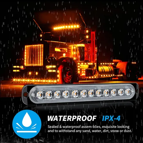 Miniatura 7 de ANKIA - 2 luces LED de advertencia estroboscópicas con marcador lateral, lámpara de rejilla, intermitente, peligro de emergencia para remolque
