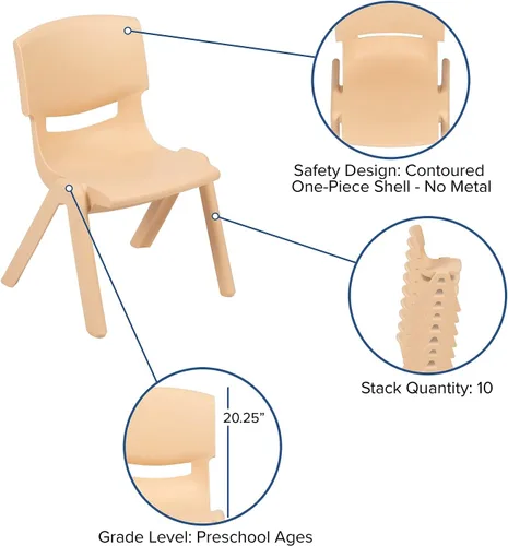 Miniatura 2 de Flash Furniture Emmy - Juego de mesa rectangular de plástico natural ajustable con 4 sillas, 23.625 pulgadas de ancho x 47.25 pulgadas de largo