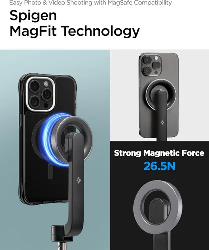 Miniatura 3 de Spigen Soporte de Trípode para Palo de Selfie con Control Remoto Bluetooth y Obturador, Extensible de 24", Compatible con MagSafe iPhone