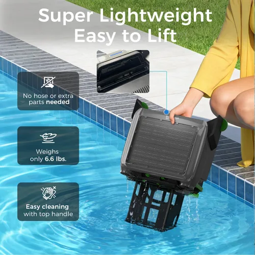 Miniatura 6 de Robótico de desnatador de piscina con energía solar, limpiador automático de superficies de piscina con soporte de aplicación, limpieza continua