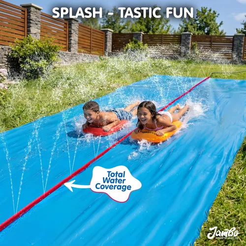 Miniatura 6 de JAMBO Mega Slip Splash y Slide de 40 pies con 2 bodyboards Tobogán acuático para patio trasero Juguetes de agua al aire libre para niños