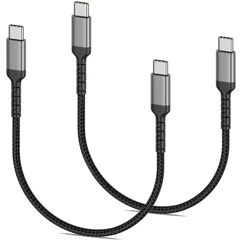 1.5 pies de cable de carga USB C, paquete de 2 cables trenzados USB C a USB C de 60W/3A, cable CarPlay USBC compatible con iPhone 15, Samsung Galaxy