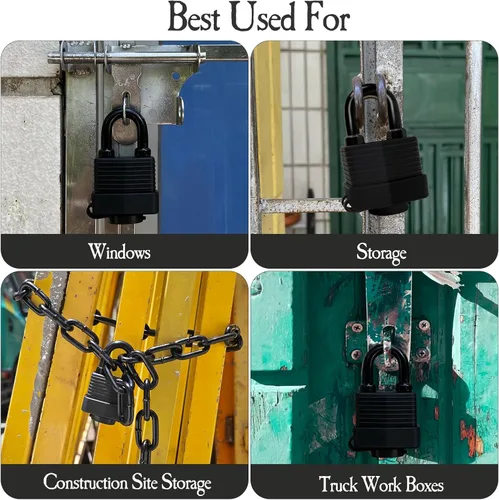 Miniatura 3 de Cerradura de cadena de seguridad, candado impermeable para exteriores con cadena, resistente a la intemperie con cadena para puerta, valla
