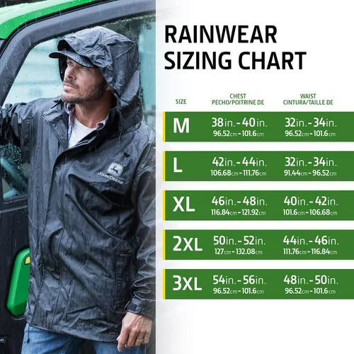 Miniatura 4 de John Deere JD44540J Stretch PU Jacket, Mesh Lining, Reflective Logo with Tuck-in Hood, Black