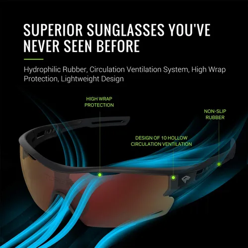 Miniatura 3 de TOREGE Gafas de sol polarizadas deportivas para hombres y mujeres, lentes de sol para ciclismo, correr, pesca, barco, senderismo, playa, TR66