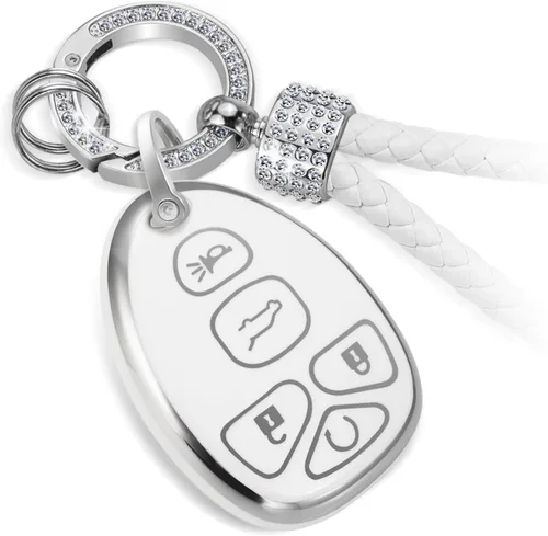 Miniatura 32 de para llavero de Cadillac con funda de TPU con superficie granulada y cuerda trenzada metálica, funda de llavero mejorada para 2020 en adelante CT4