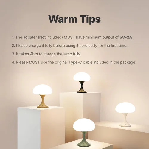 Miniatura 7 de MAGCHARM Lámpara de mesa recargable LED de 5 W con pantalla de cristal, pequeña luz táctil retro regulable con 3 temperaturas de color, luz estética