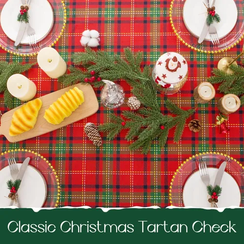 Miniatura 4 de Romanstile - Mantel rectangular rojo de cuadros navideño - 60 x 84 pulgadas - Funda de mesa a cuadros resistente a las manchas de agua, manteles
