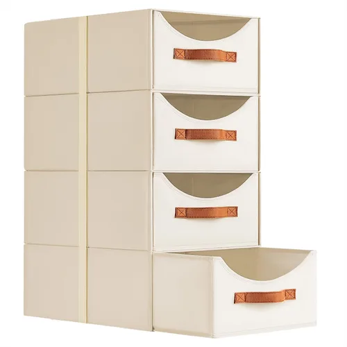 Miniatura 22 de Homsorout Cajones de almacenamiento apilables, contenedores de almacenamiento plegables con cajones, paquete de 8 cestas organizadoras de estantes