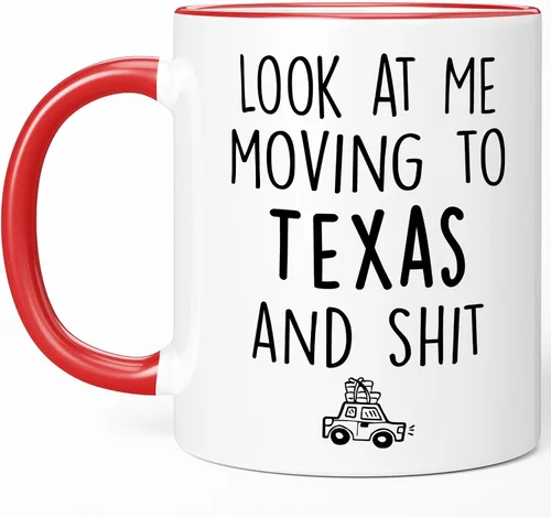 Miniatura 13 de Sweet & Salty Taza con texto en inglés «Look at Me Moving to Texas», regalos de bienvenida a Texas, regalo divertido para amigos que se mudan fuera