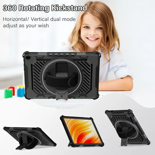 Miniatura 3 de ROISKIN Funda para Tablet Fire HD 10 de 2023 con soporte de patada de 360 y correa de mano