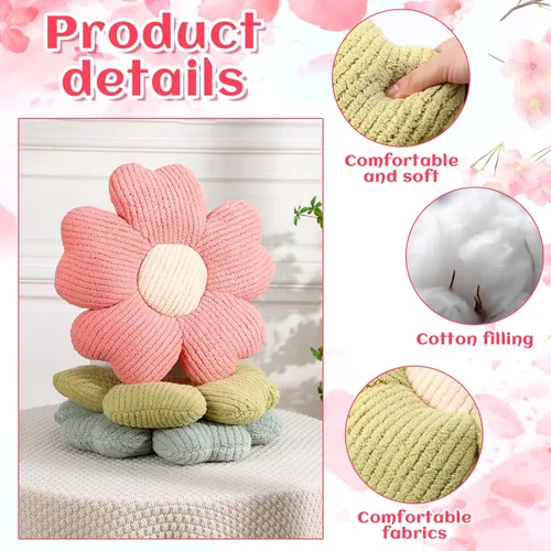 Miniatura 3 de Drydiet 6 Piezas Almohadas con Forma de Flor Margaritas Almohadas de Piso Cojines de Asiento con Forma de Flor de 15 Pulgadas para Leer Sofá Sillón