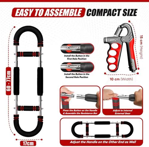 Miniatura 4 de LuxUltra Twister Arm Trainer Equipo de entrenamiento de pecho para hombres y mujeres, entrenador de pecho y brazo ajustable de 40 a 130 libras
