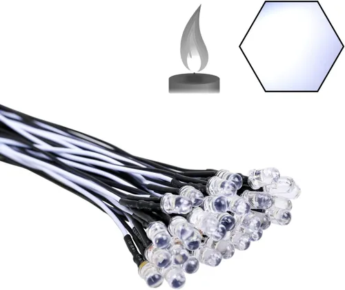 Miniatura 46 de 30 piezas de luces LED UV de 12 voltios, 3 mm, diodo emisor precableado, 20 cm, DC 12 V, lente transparente, luz LED ultravioleta, pequeñas lámparas