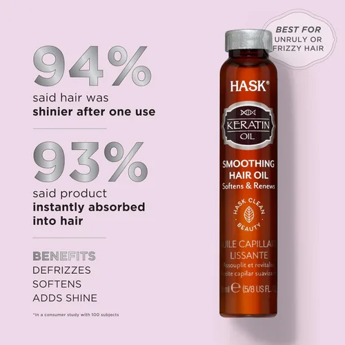 Miniatura 3 de Hask Viales Aceite de Brillo Suavizante de Proteína Queratina (12 Piezas)