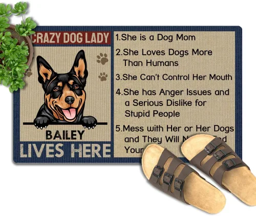 Miniatura 8 de Tapete para puerta de 30 x 18 pulgadas, nombre del perro cuando visitas la casa de mi perro, tapete personalizado de bajo perfil para interiores