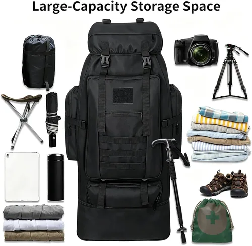 Miniatura 6 de 80L/100L senderismo mochila hombres camping mochila grande al aire libre viaje militar táctica Molle Trekking bolsa mujeres