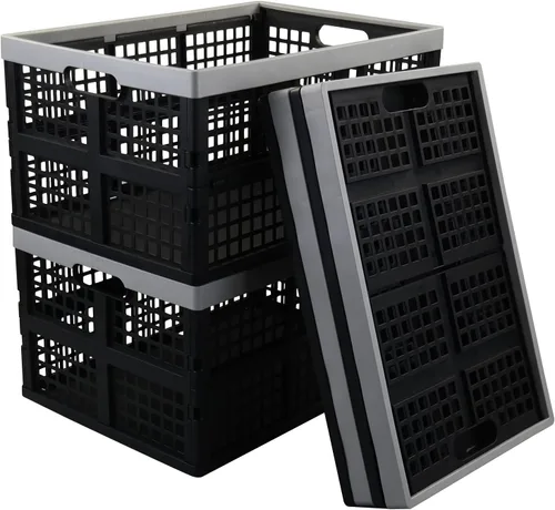 Miniatura 9 de Asking Cajas plegables para uso general, paquete de 4 cajas apilables de 42 L