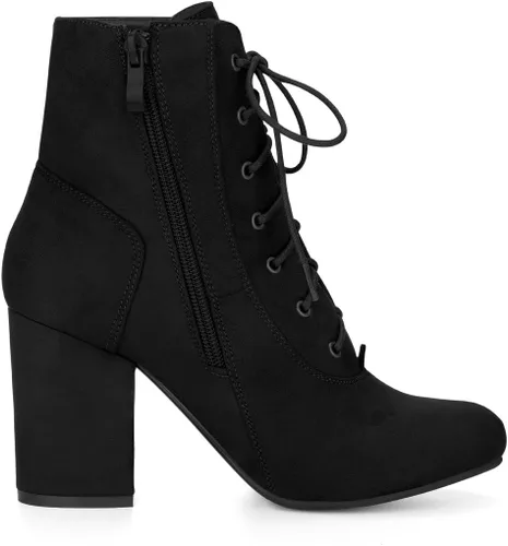 Miniatura 6 de Allegra K Botines de tacón grueso con cordones para mujer