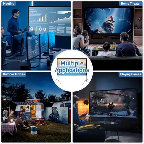 Miniatura 9 de Pantalla de proyector con soporte de 120 pulgadas, 16:9 4K HD, pantalla de proyector portátil para interior y exterior, pantalla de cine plegable