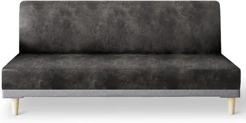 Miniatura 36 de molasofa - Funda elástica para futón de aspecto de cuero, cubierta para sofá sin brazos, protector de muebles con parte inferior elástica, funda