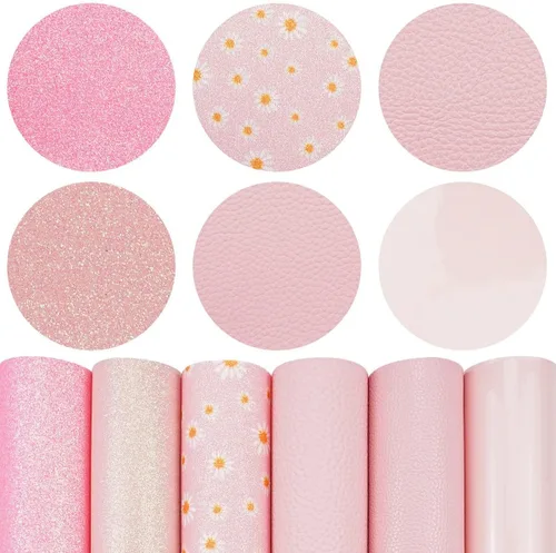 Miniatura 33 de Litchi Paquete de 6 hojas de cuero sintético de 8 x 12 pulgadas para aretes de lazo, tela de vinilo fácil de cortar para Cricut, cuero sintético