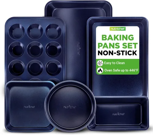 Miniatura 8 de NutriChef Juego de Moldes Antiadherentes Apilables para Hornear – Juego de Moldes de Acero al Carbono con Bandeja para Galletas, Molde para Muffins