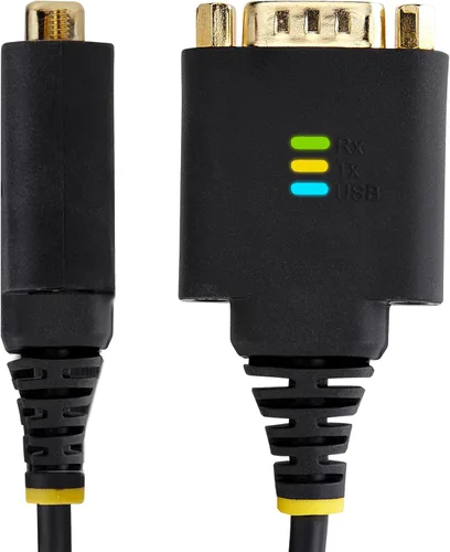 Miniatura 3 de StarTech Cable adaptador USB a serie de 1 pie (11.8 in), retención COM, FTDI, USB-A a DB9 RS232, indicadores LED, tuercas de tornillos DB9